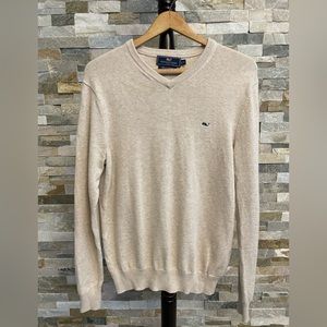Vineyard Vines Men’s Sweater Long Sleeve Cream Sweater With Cashmere Size S